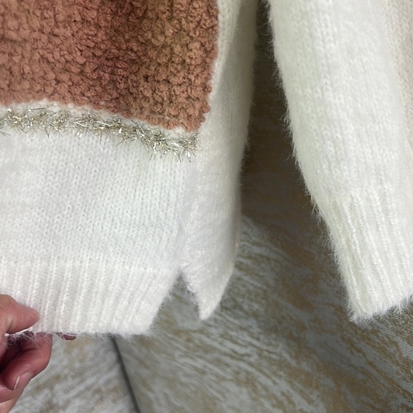 Vintage🧚♀️Compañía Fantástica Colorblock Glitter Strip Sweater Size S - Picture 7 of 16